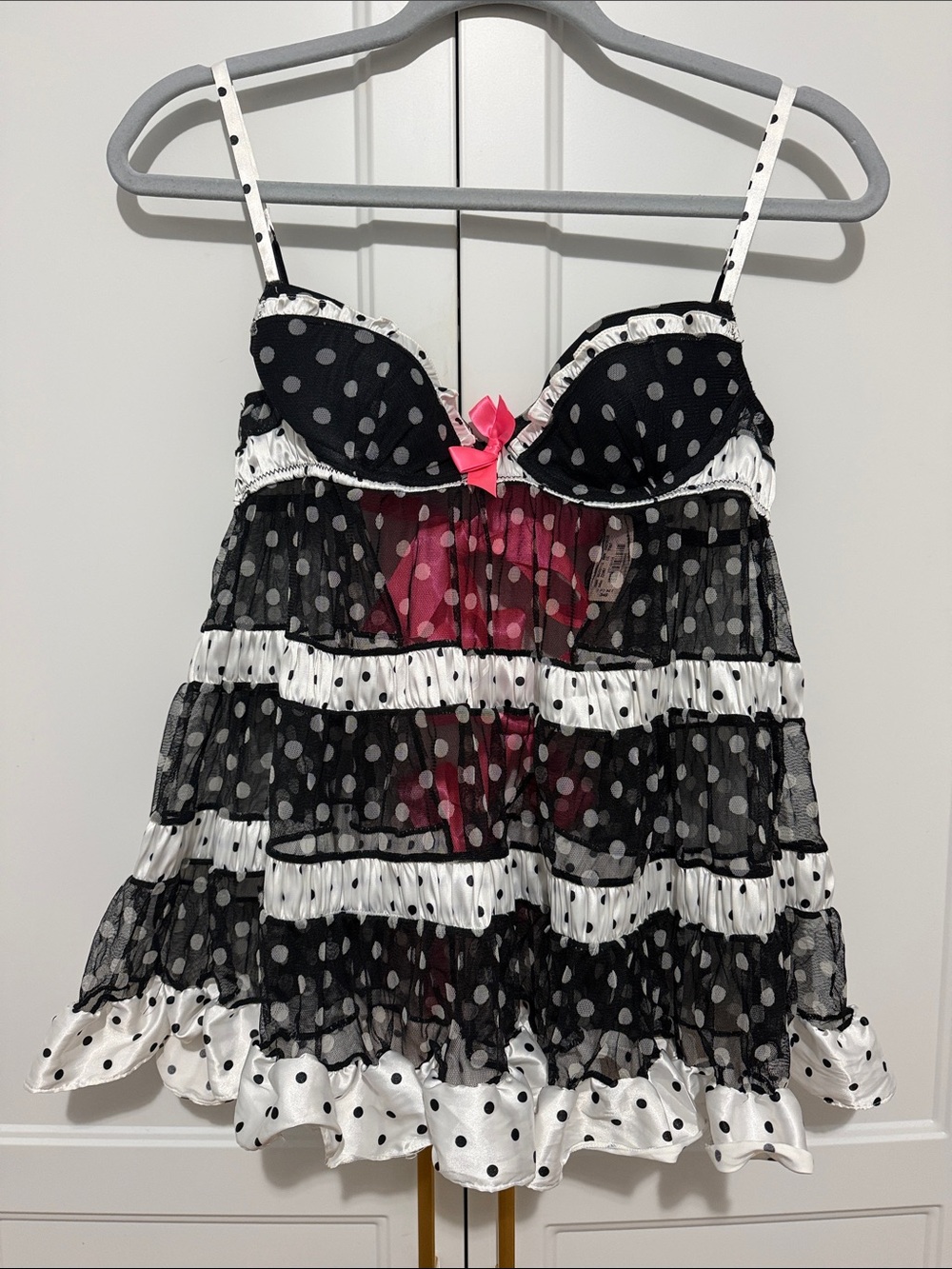 VS Sexy Little Things Polka Dot Ruffled Babydoll Chemise